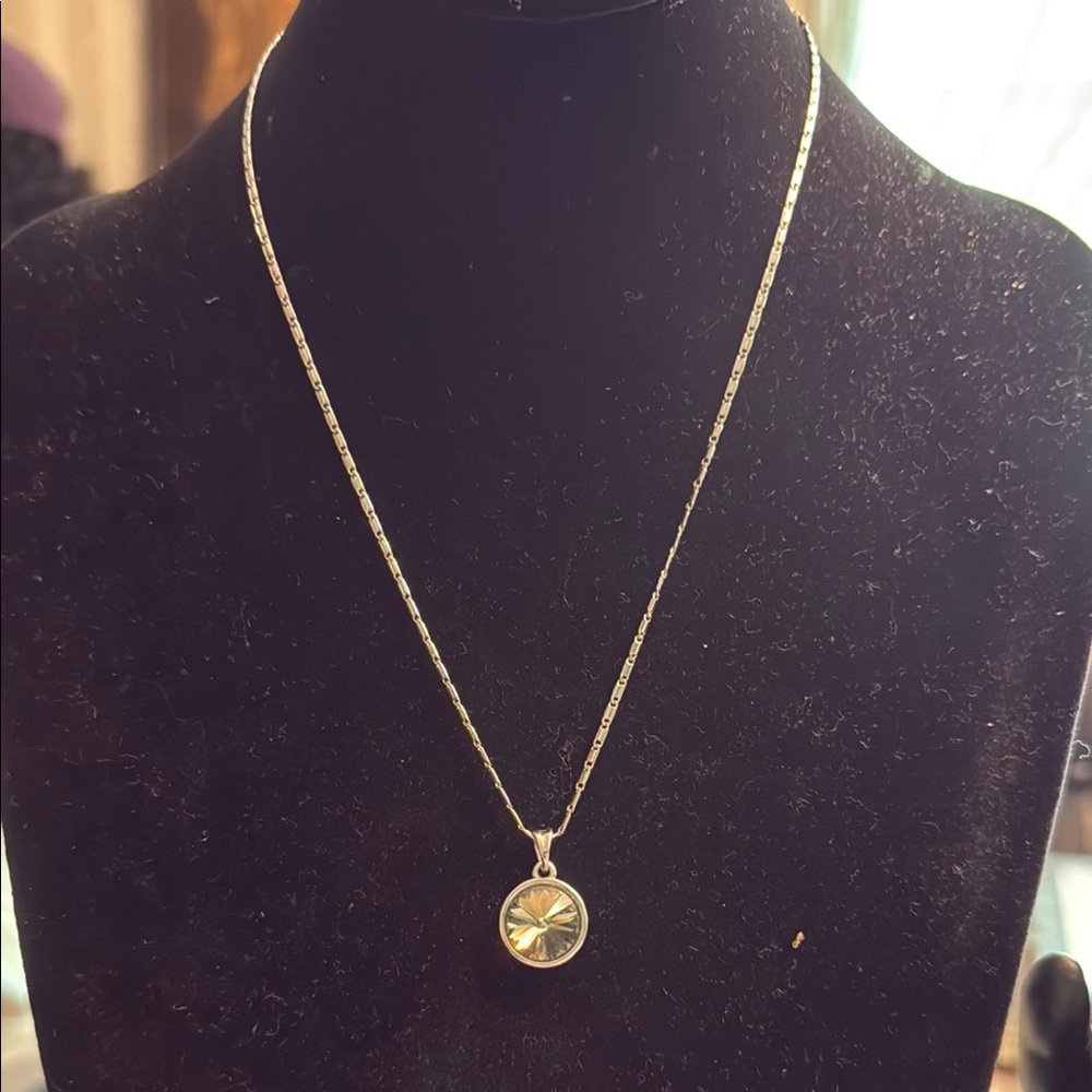 Noelle brand Swarovski gray crystal pendant necklace with fancy chain adjustable